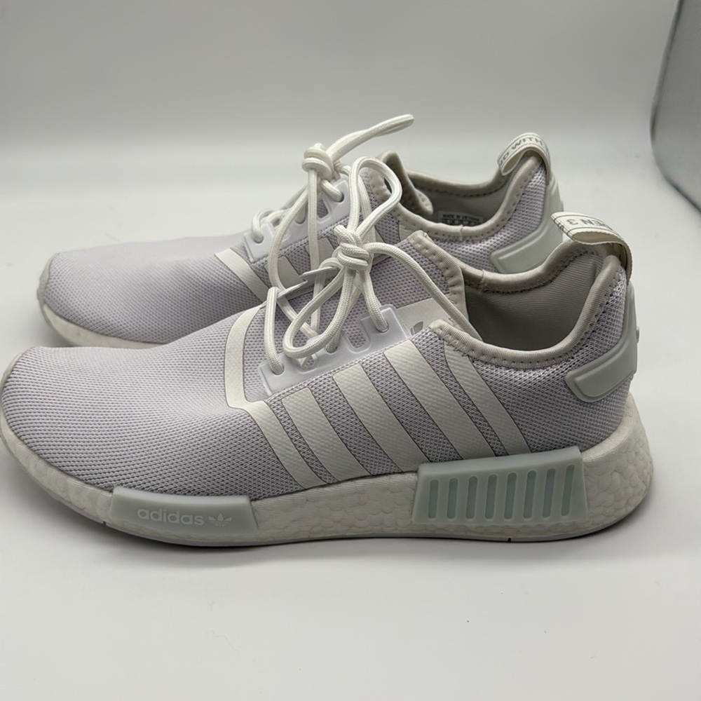 Adidas NMD_r1 Sneakers in White/White/Silver Metallic Size 9 - Picture 6 of 12